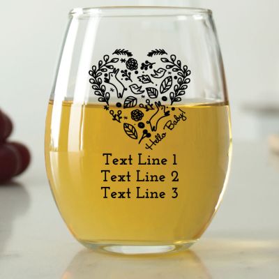 Hello Baby Heart - 9 oz. ARC Perfection Stemless Wine Glasses