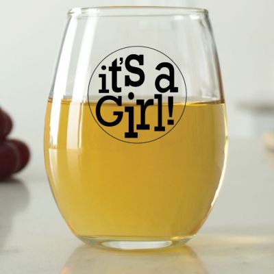 It's a Girl! Circle - 9 oz. ARC Perfection Stemless Wine Glasses