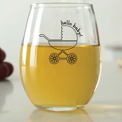 Hello Baby Carriage - 9 oz. ARC Perfection Stemless Wine Glasses