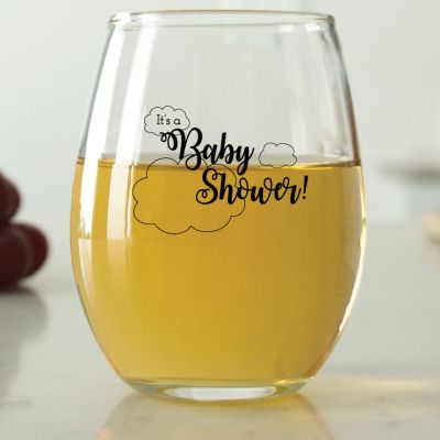 It's a Baby Shower with Clouds - 9 oz. ARC Perfection Stemless Wine Glasses