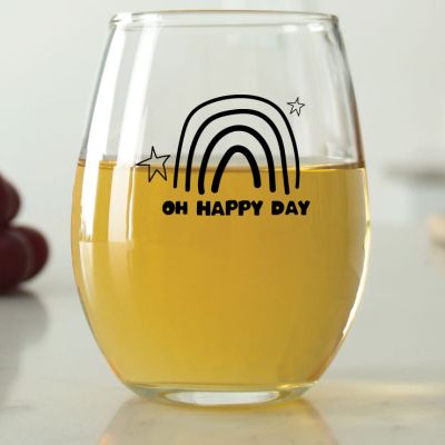 Oh Happy Day Rainbow - 9 oz. ARC Perfection Stemless Wine Glasses