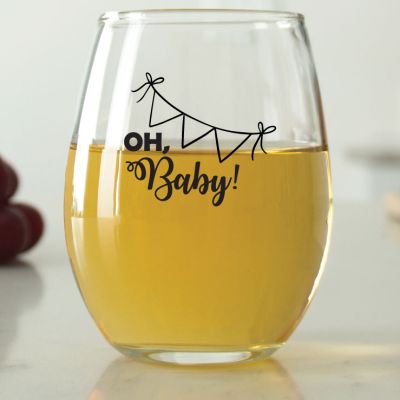 Oh Baby Hanging Banner - 9 oz. ARC Perfection Stemless Wine Glasses