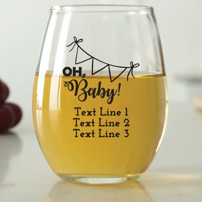 Oh Baby Hanging Banner - 9 oz. ARC Perfection Stemless Wine Glasses