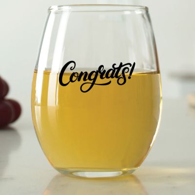 Congrats!- 9 oz. ARC Perfection Stemless Wine Glasses