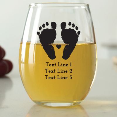 Baby Footprints Silhouette - 9 oz. ARC Perfection Stemless Wine Glasses