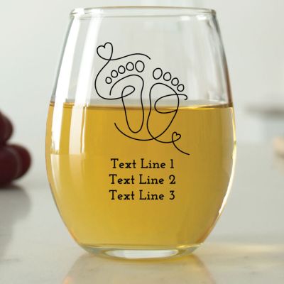 Baby Feet Drawing - 9 oz. ARC Perfection Stemless Wine Glasses