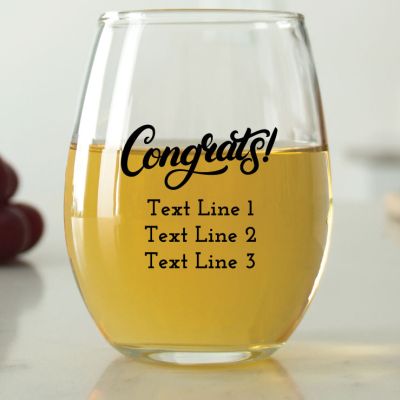 Congrats!- 9 oz. ARC Perfection Stemless Wine Glasses