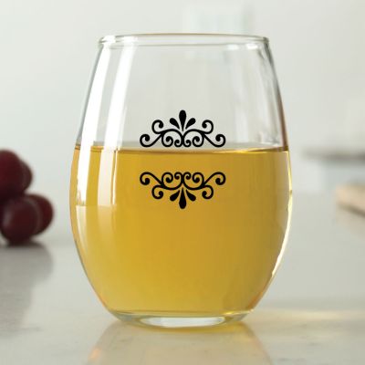 Flourish Name Stamp - 9 oz. ARC Perfection Stemless Wine Glasses