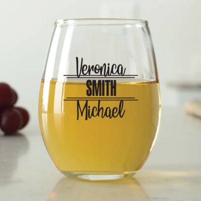 Contemporary Handwritten Names - 9 oz. ARC Perfection Stemless Wine Glasses