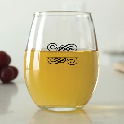 Split Flourish Symbol - 9 oz. ARC Perfection Stemless Wine Glasses