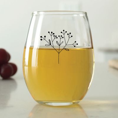 Flower Branch Name - 9 oz. ARC Perfection Stemless Wine Glasses