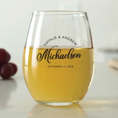 Signature Name - 9 oz. ARC Perfection Stemless Wine Glasses