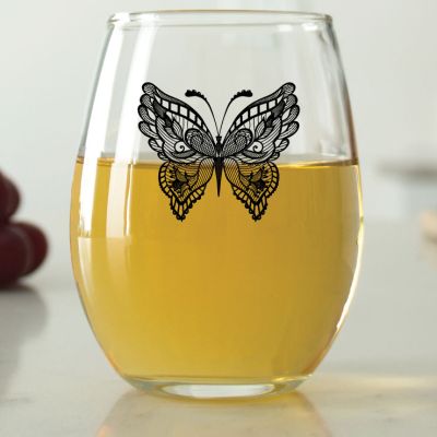 Mandala Butterfly - 9 oz. ARC Perfection Stemless Wine Glasses
