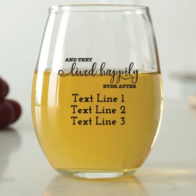 And They Lived Happily Ever After - 9 oz. ARC Perfection Stemless Wine Glasses