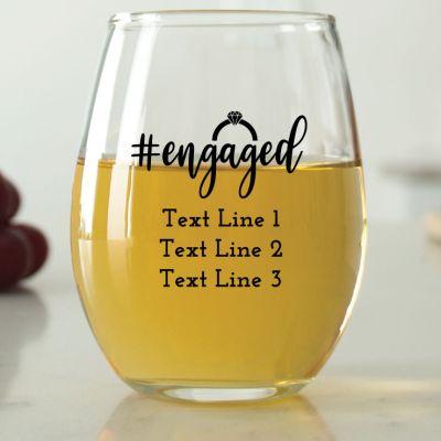 #engaged with Ring - 9 oz. ARC Perfection Stemless Wine Glasses