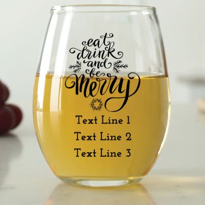 Eat Drink and Be Merry - 9 oz. ARC Perfection Stemless Wine Glasses
