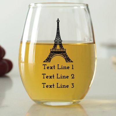 Eiffel Tower - 9 oz. ARC Perfection Stemless Wine Glasses