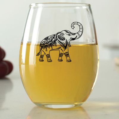 Indian Culture Elephant - 9 oz. ARC Perfection Stemless Wine Glasses
