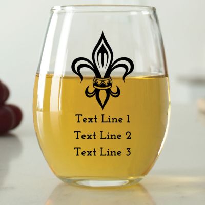 Fleur de Lis - 9 oz. ARC Perfection Stemless Wine Glasses