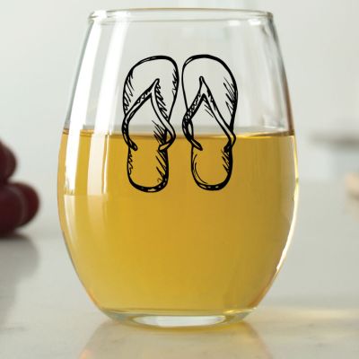 Hand Drawn Flip Flops - 9 oz. ARC Perfection Stemless Wine Glasses