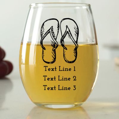 Hand Drawn Flip Flops - 9 oz. ARC Perfection Stemless Wine Glasses