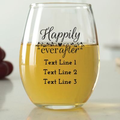 Happily Ever After Hearts - 9 oz. ARC Perfection Stemless Wine Glasses