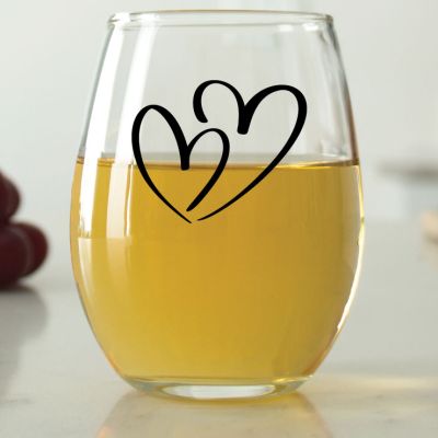 Two Hearts - 9 oz. ARC Perfection Stemless Wine Glasses