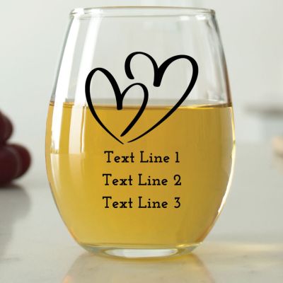 Two Hearts - 9 oz. ARC Perfection Stemless Wine Glasses