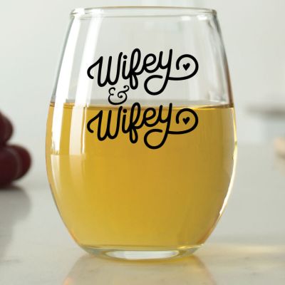 Wifey & Wifey - 9 oz. ARC Perfection Stemless Wine Glasses