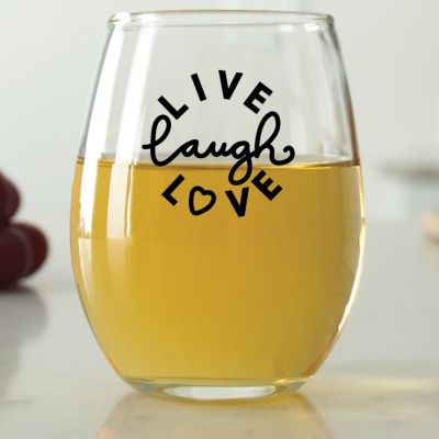 Live Laugh Love - 9 oz. ARC Perfection Stemless Wine Glasses