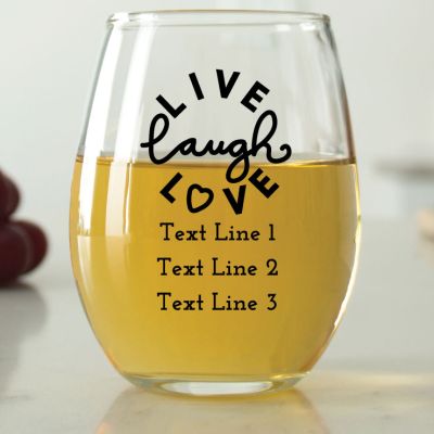 Live Laugh Love - 9 oz. ARC Perfection Stemless Wine Glasses