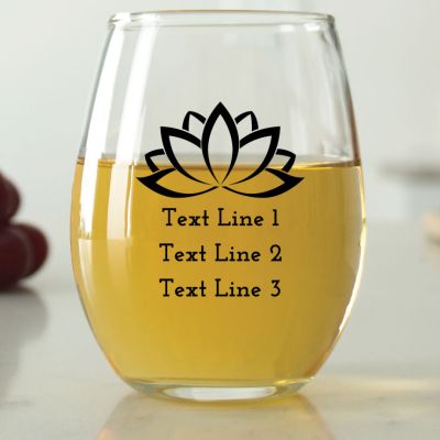 Lotus Flower Outline - 9 oz. ARC Perfection Stemless Wine Glasses