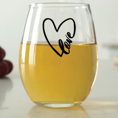 Love Heart - 9 oz. ARC Perfection Stemless Wine Glasses