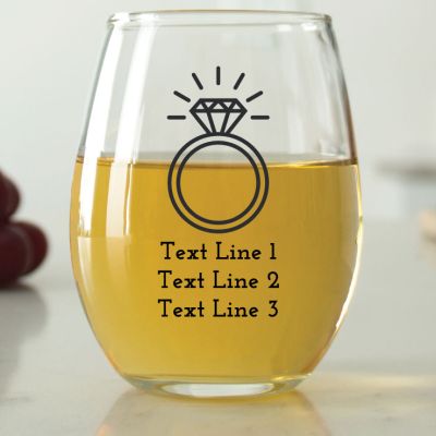 Diamond Engagement Ring - 9 oz. ARC Perfection Stemless Wine Glasses