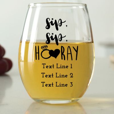 Sip, Sip, Hooray - 9 oz. ARC Perfection Stemless Wine Glasses