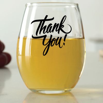 Thank You! - 9 oz. ARC Perfection Stemless Wine Glasses