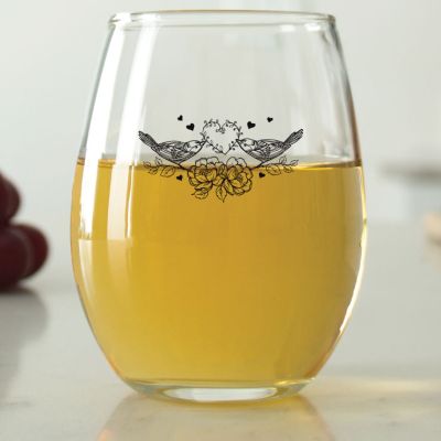 Birds on Flowers - 9 oz. ARC Perfection Stemless Wine Glasses