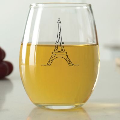 Abstract Eiffel Tower - 9 oz. ARC Perfection Stemless Wine Glasses
