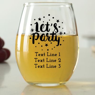 Sparkly Let's Party - 9 oz. ARC Perfection Stemless Wine Glasses