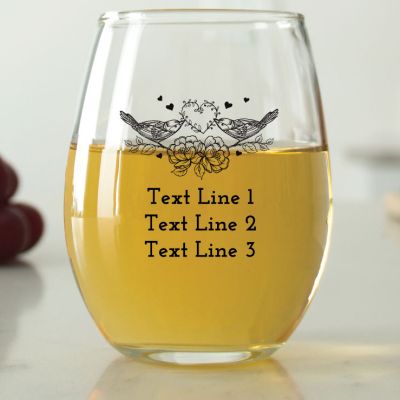 Birds on Flowers - 9 oz. ARC Perfection Stemless Wine Glasses