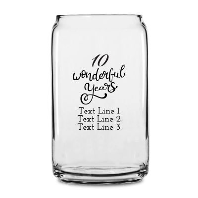 Personalized 16 oz Custom Can Shaped Glass - Wonderful Years - Customized Can Glasses