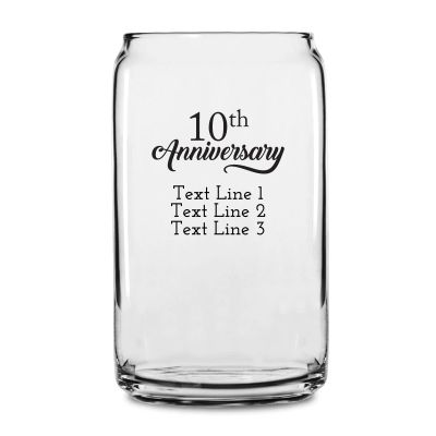 Personalized 16 oz Custom Can Shaped Glass - Anniversary - Customized Can Glasses