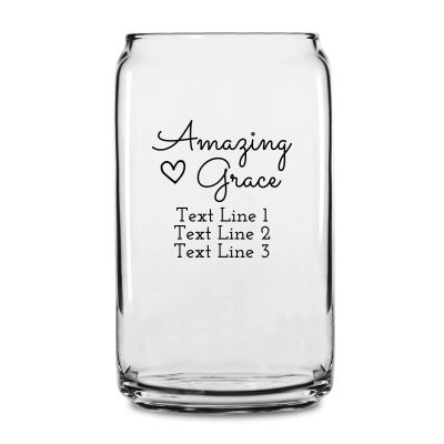 Personalized 16 oz Custom Can Shaped Glass - Amazing Grace - Customized Can Glasses