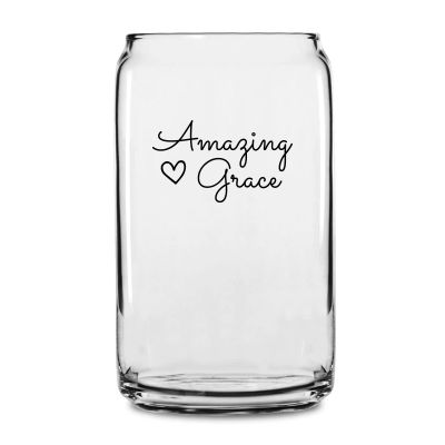Personalized 16 oz Custom Can Shaped Glass - Amazing Grace - Customized Can Glasses