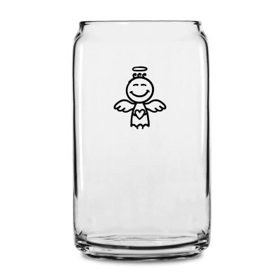 Personalized 16 oz Custom Can Shaped Glass - Angel Holding Heart - Customized Can Glasses