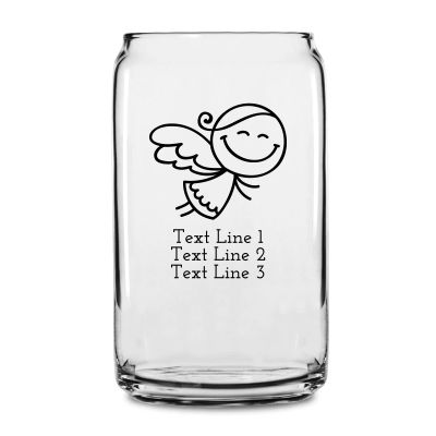 Personalized 16 oz Custom Can Shaped Glass - Flying Angel - Customized Can Glasses