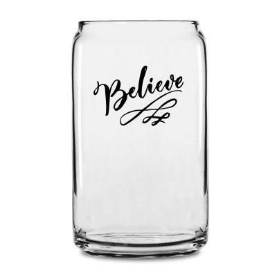 Personalized 16 oz Custom Can Shaped Glass - Believe - Customized Can Glasses