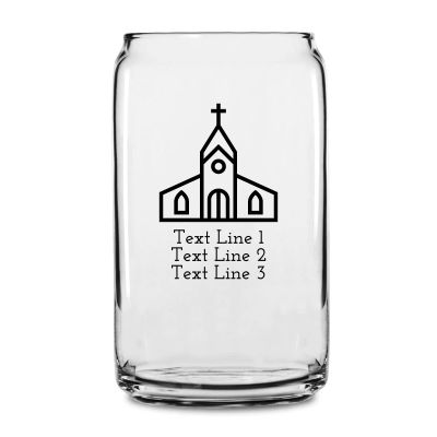 Personalized 16 oz Custom Can Shaped Glass - Church - Customized Can Glasses