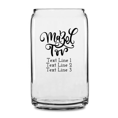 Personalized 16 oz Custom Can Shaped Glass - Mazel Tov - Customized Can Glasses