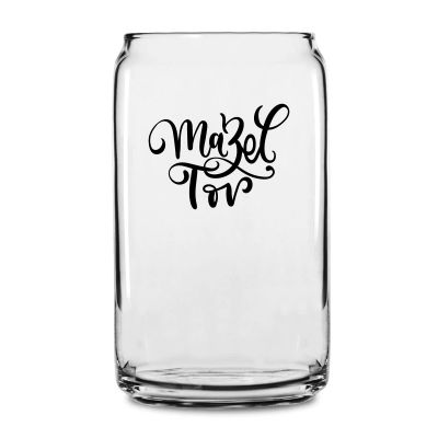 Personalized 16 oz Custom Can Shaped Glass - Mazel Tov - Customized Can Glasses